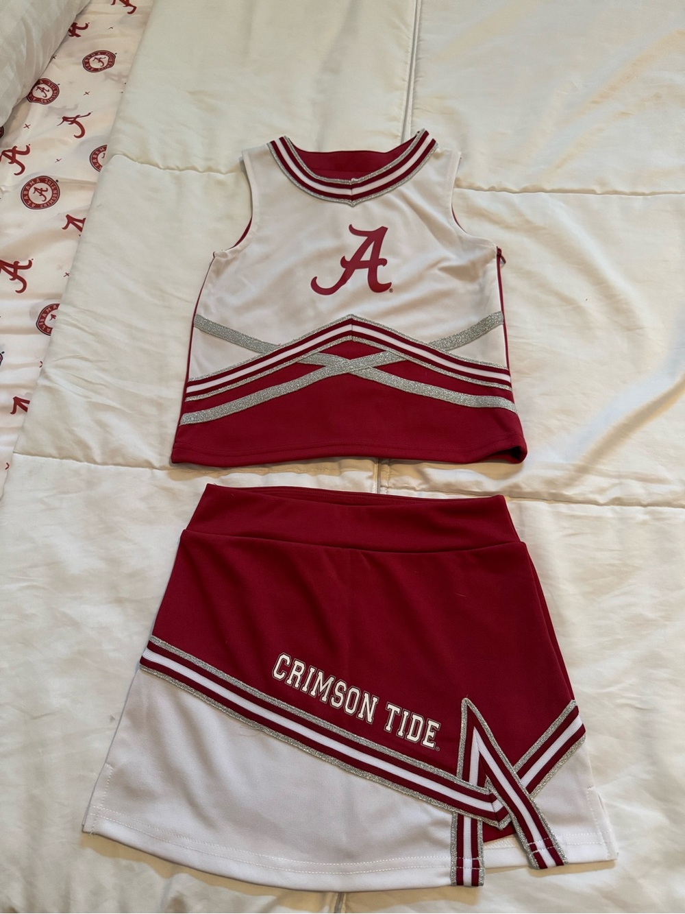 Colosseum Girls Crimson and White Cheer Set - Alabama A Emblem